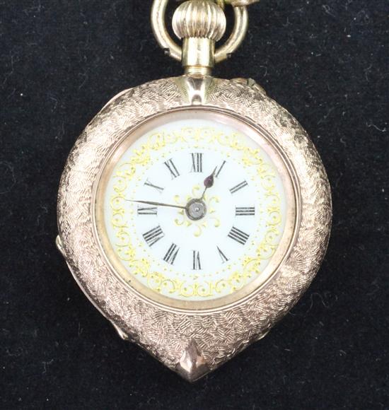 An early 20th century continental 9ct gold and enamel fob watch,